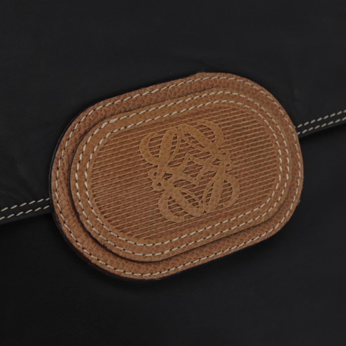 LOEWE Anagram Clutch Bag Leather Black Auth 182494