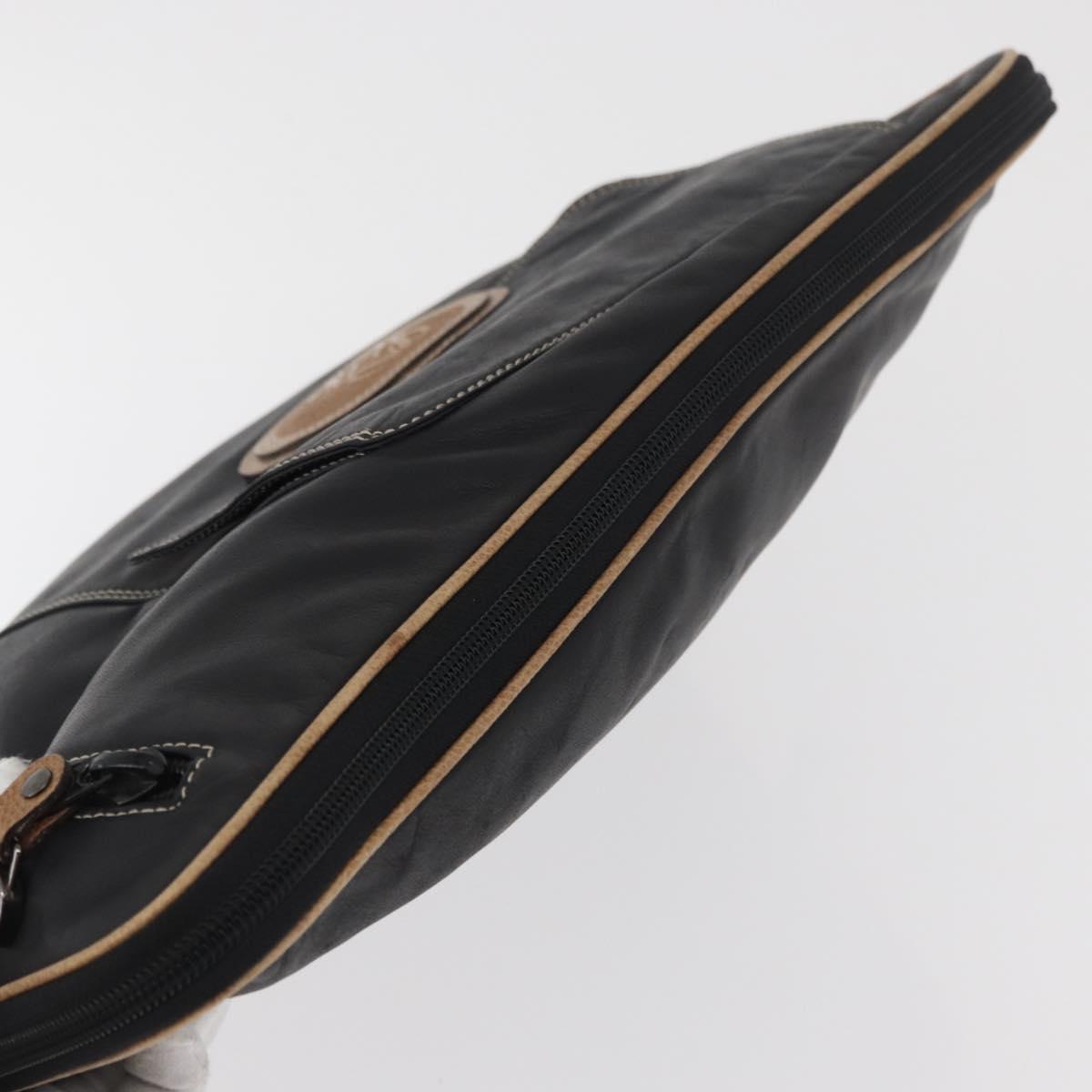 LOEWE Anagram Clutch Bag Leather Black Auth 182494