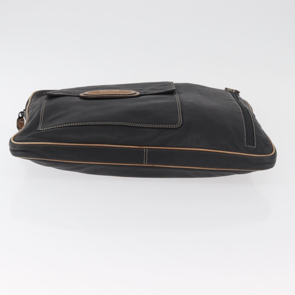 LOEWE Anagram Clutch Bag Leather Black Auth 182494