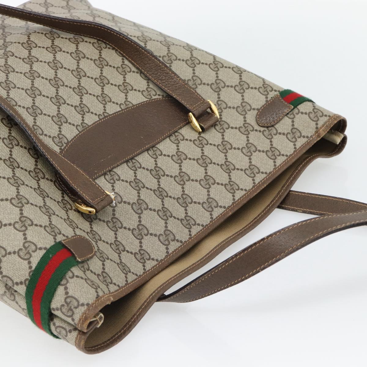GUCCI GG Supreme Web Sherry Line Bag PVC Beige Red Green 39 02 091 Auth 182498