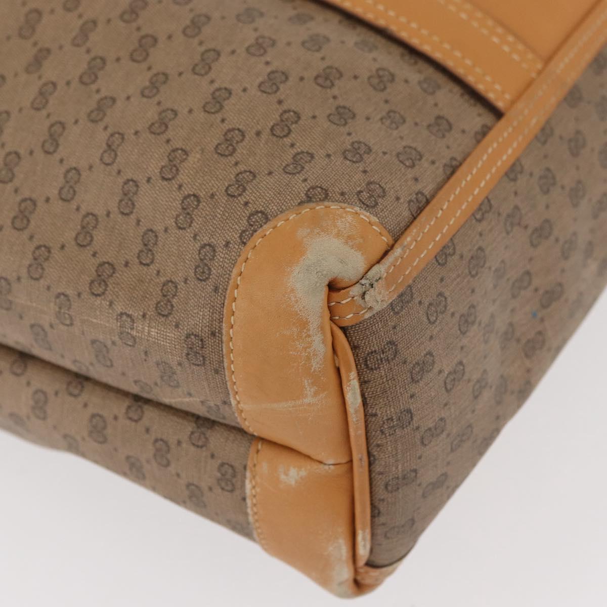 GUCCI Micro GG Supreme Hand Bag PVC Beige Gold Auth 182499