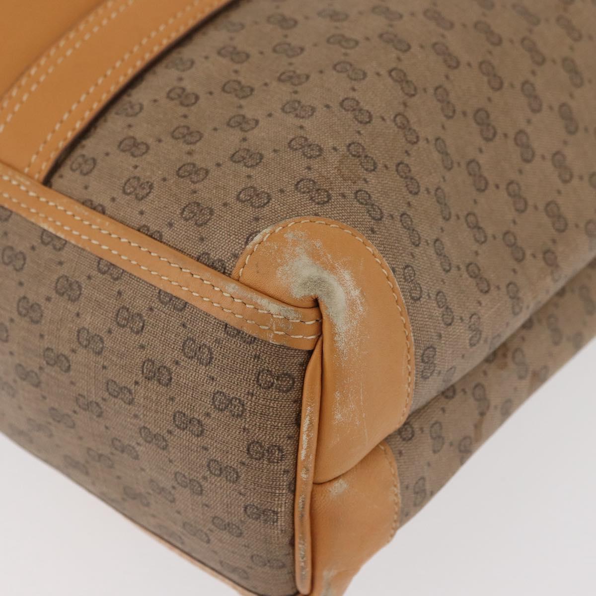 GUCCI Micro GG Supreme Hand Bag PVC Beige Gold Auth 182499