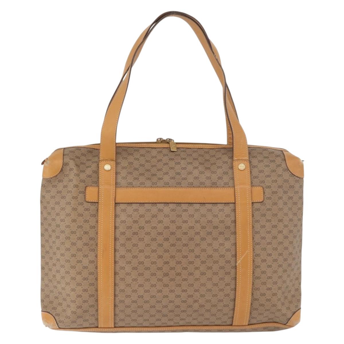 GUCCI Micro GG Supreme Hand Bag PVC Beige Gold Auth 182499