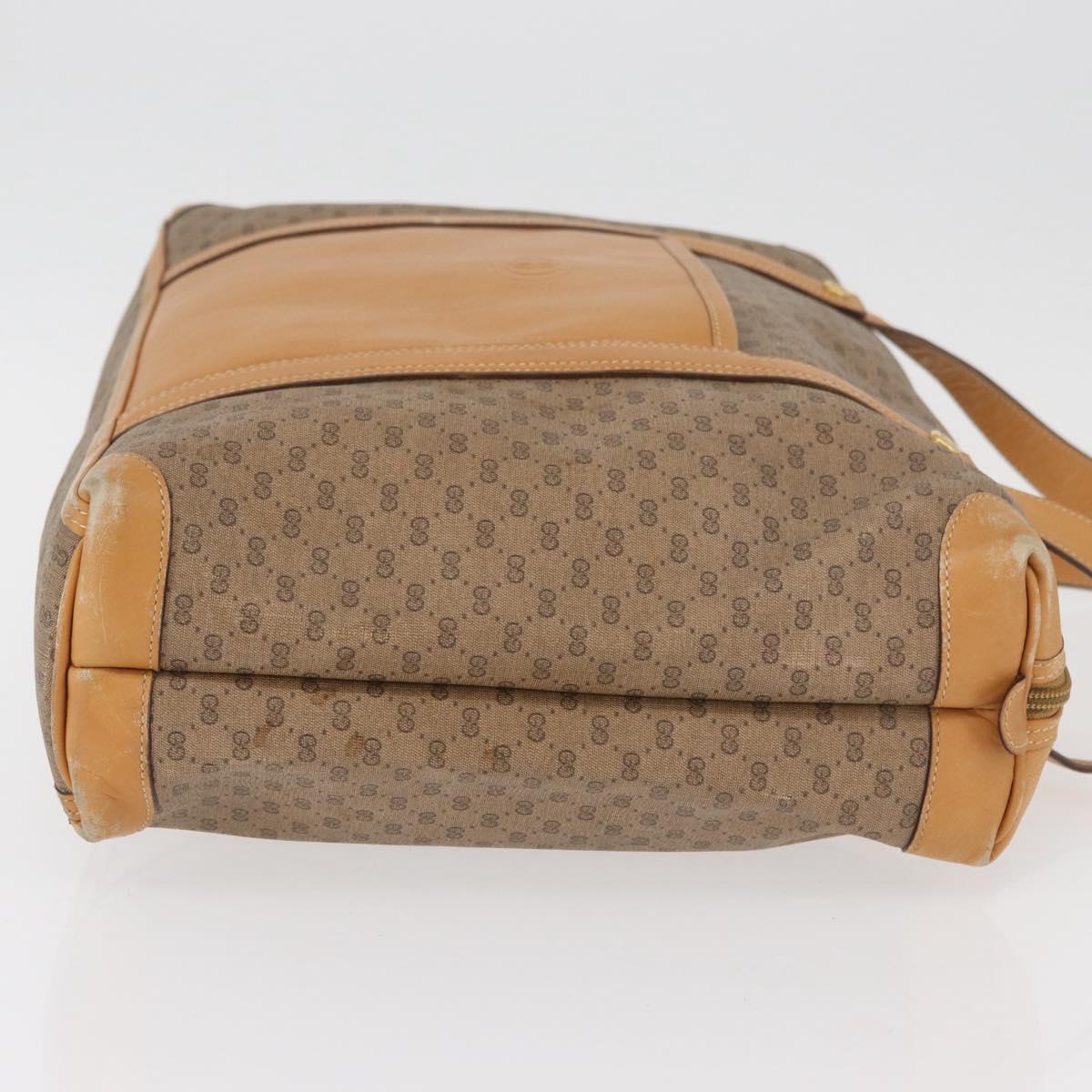 GUCCI Micro GG Supreme Hand Bag PVC Beige Gold Auth 182499