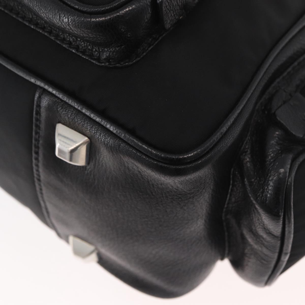 PRADA Hand Bag Nylon Black Silver Auth 182500V