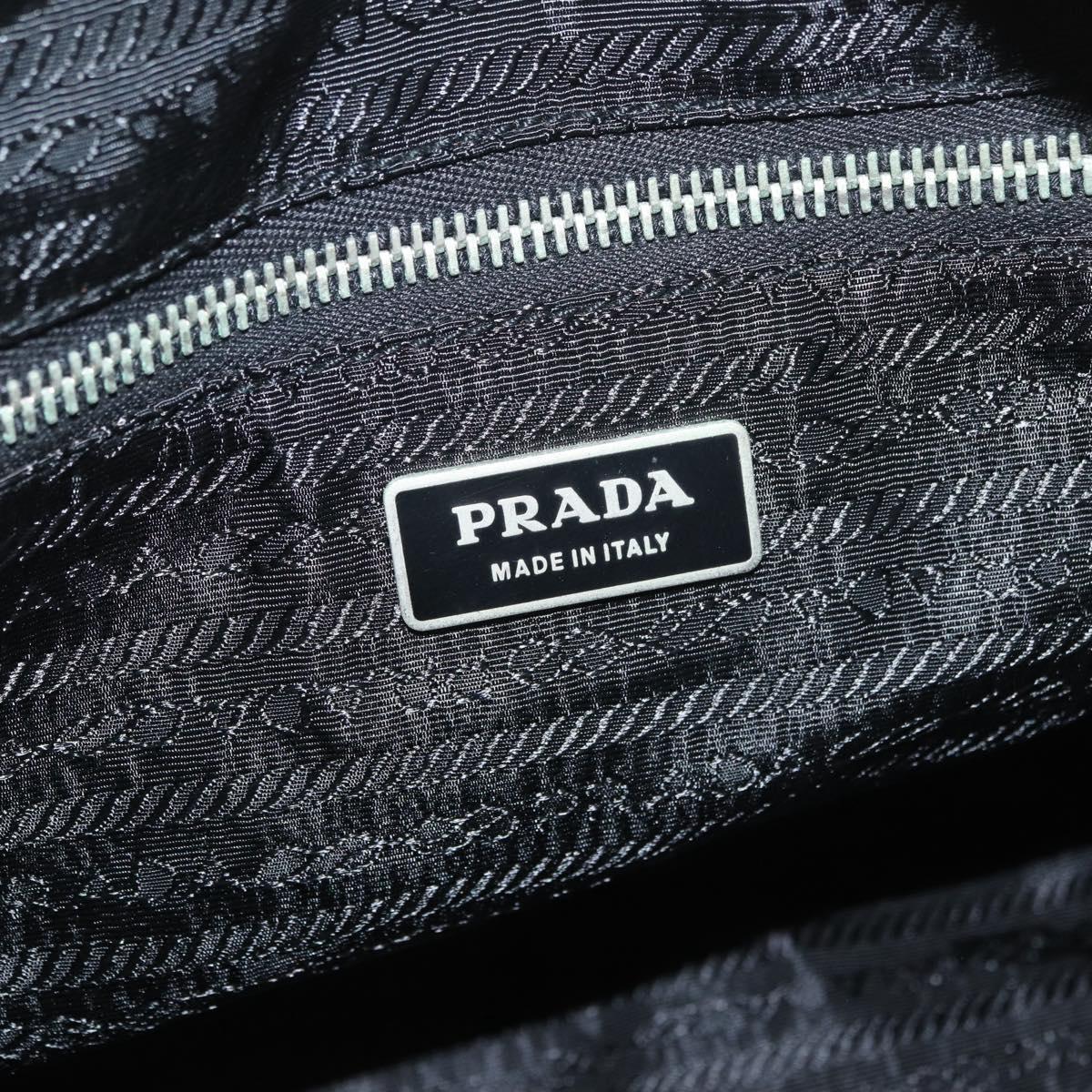 PRADA Hand Bag Nylon Black Silver Auth 182500V