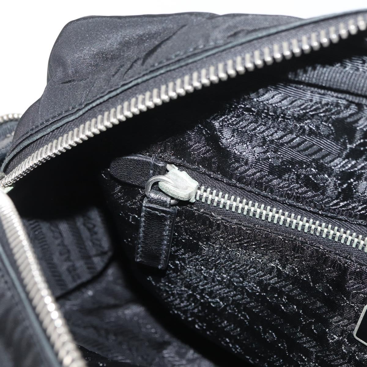 PRADA Hand Bag Nylon Black Silver Auth 182500V