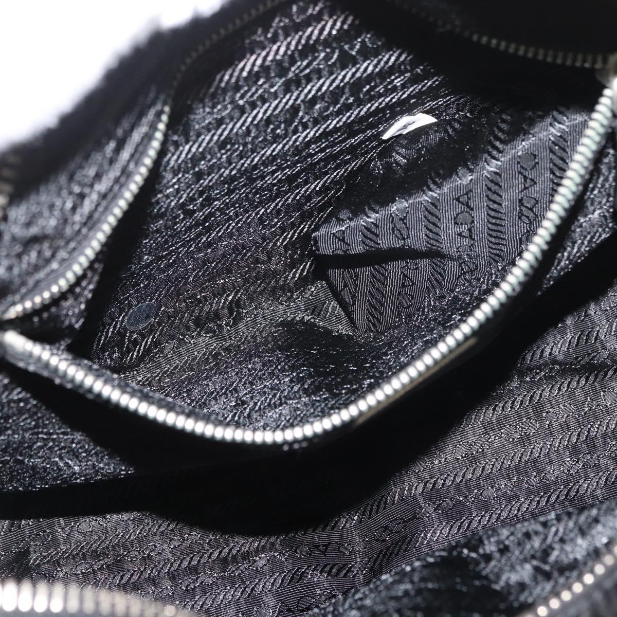 PRADA Hand Bag Nylon Black Silver Auth 182500V