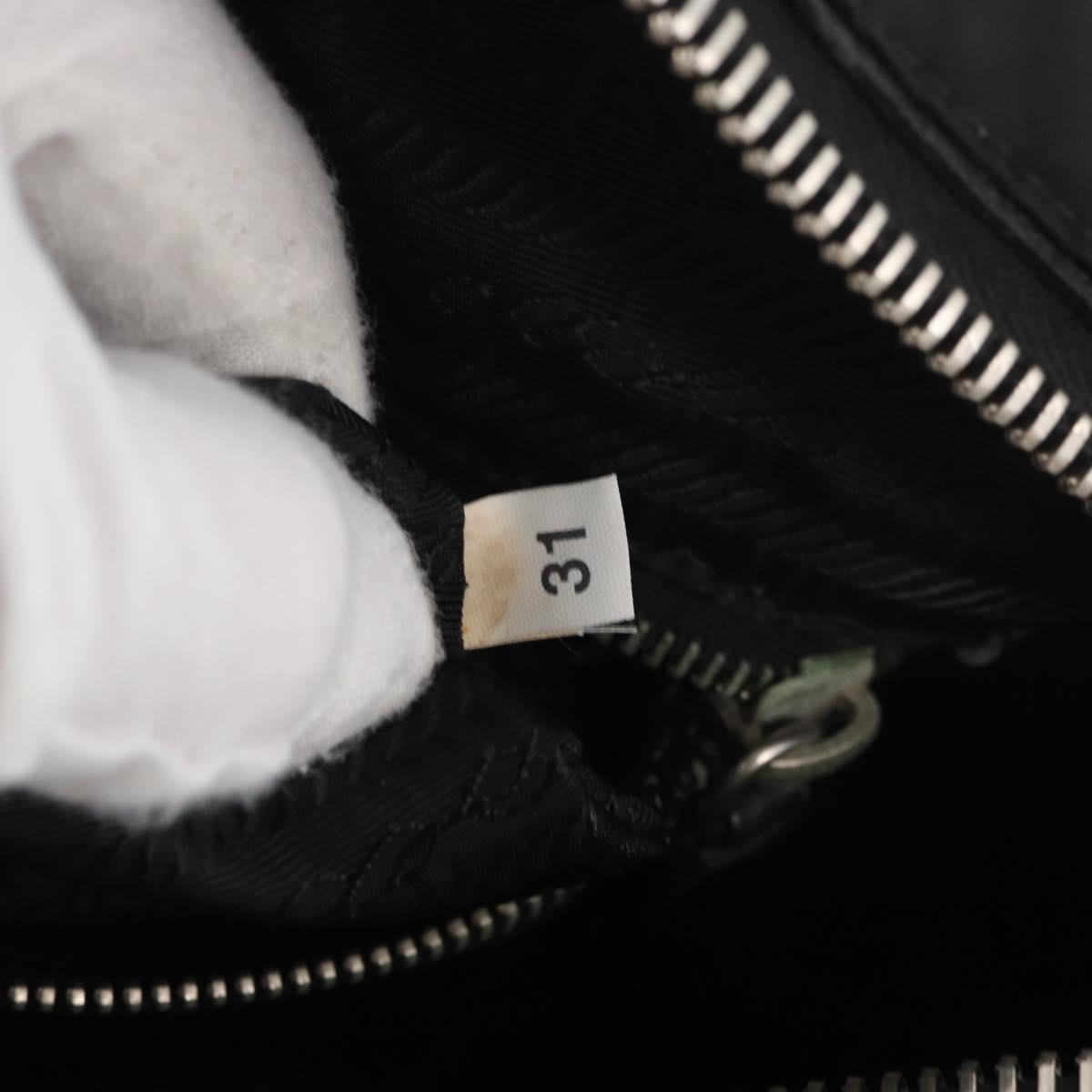 PRADA Hand Bag Nylon Black Silver Auth 182500V