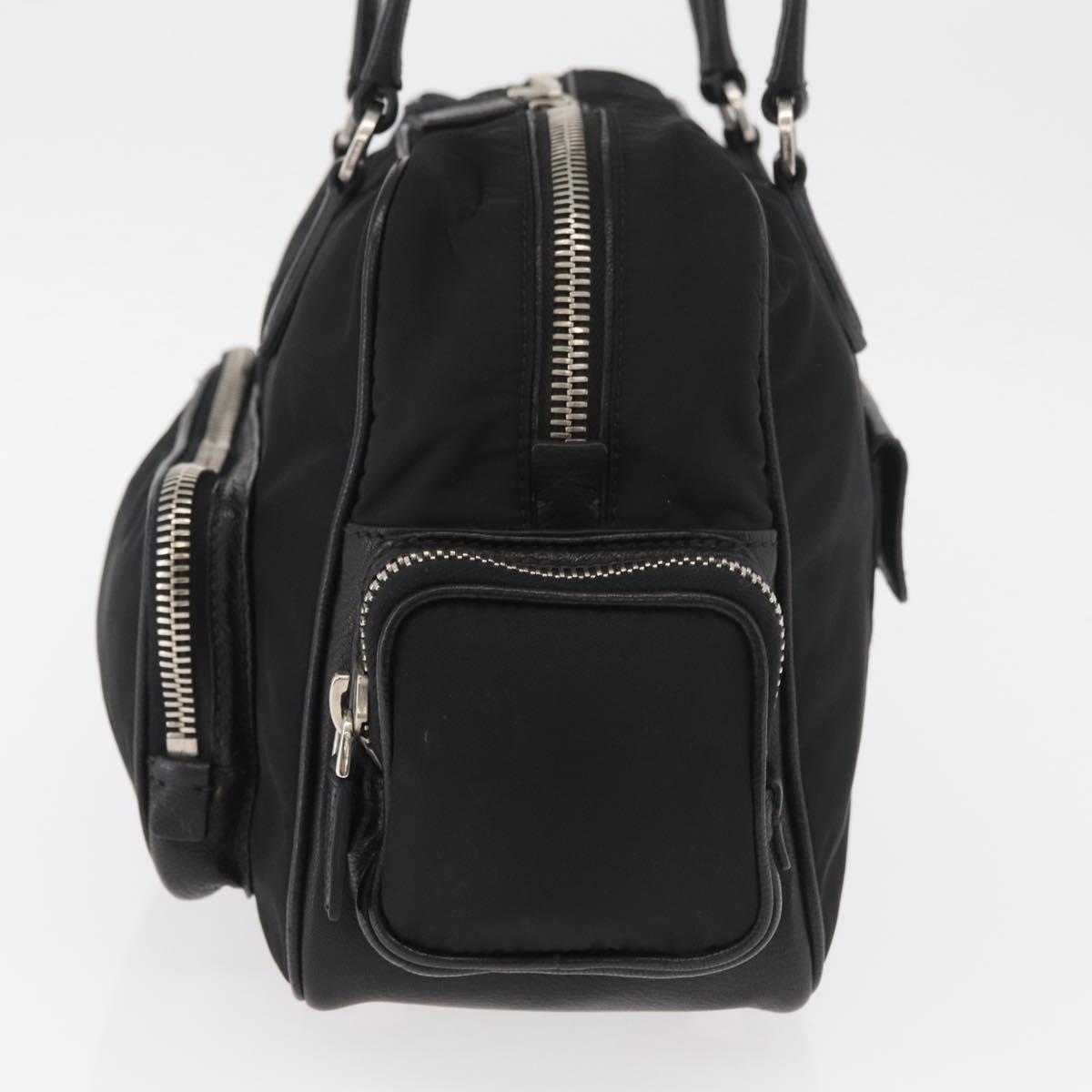 PRADA Hand Bag Nylon Black Silver Auth 182500V