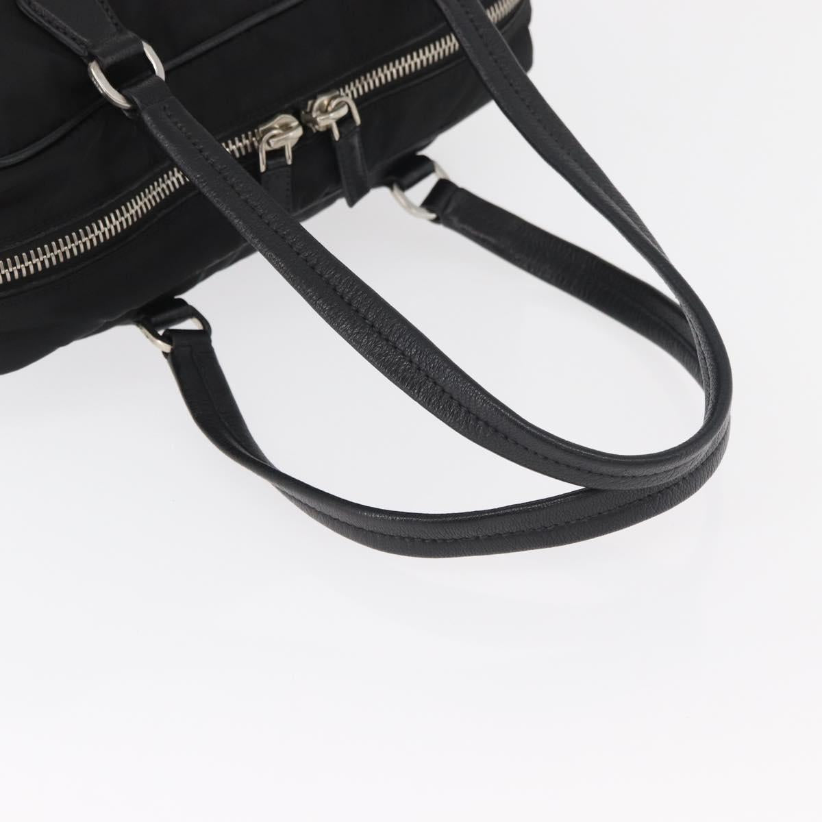 PRADA Hand Bag Nylon Black Silver Auth 182500V
