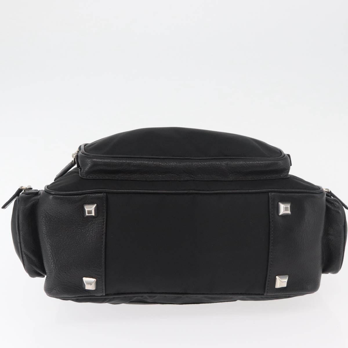 PRADA Hand Bag Nylon Black Silver Auth 182500V