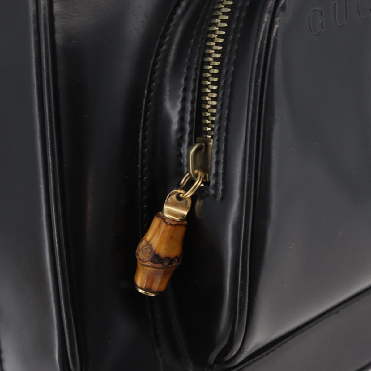 GUCCI Bamboo Body Bag Patent leather Brown Gold 003 3444 0127 Auth 182503
