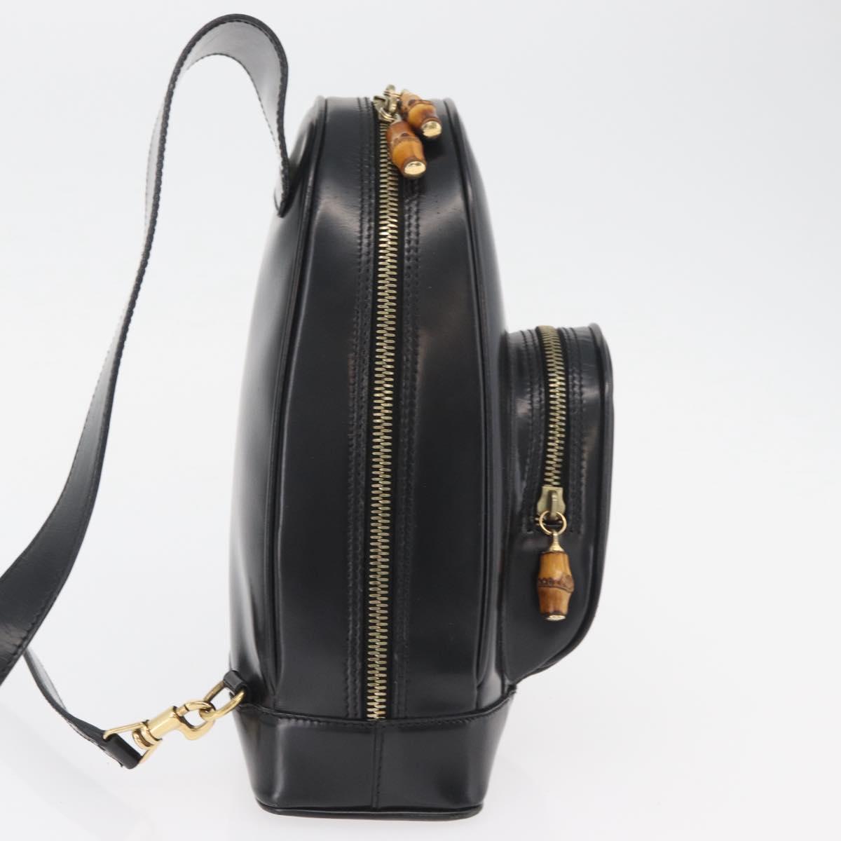 GUCCI Bamboo Body Bag Patent leather Brown Gold 003 3444 0127 Auth 182503