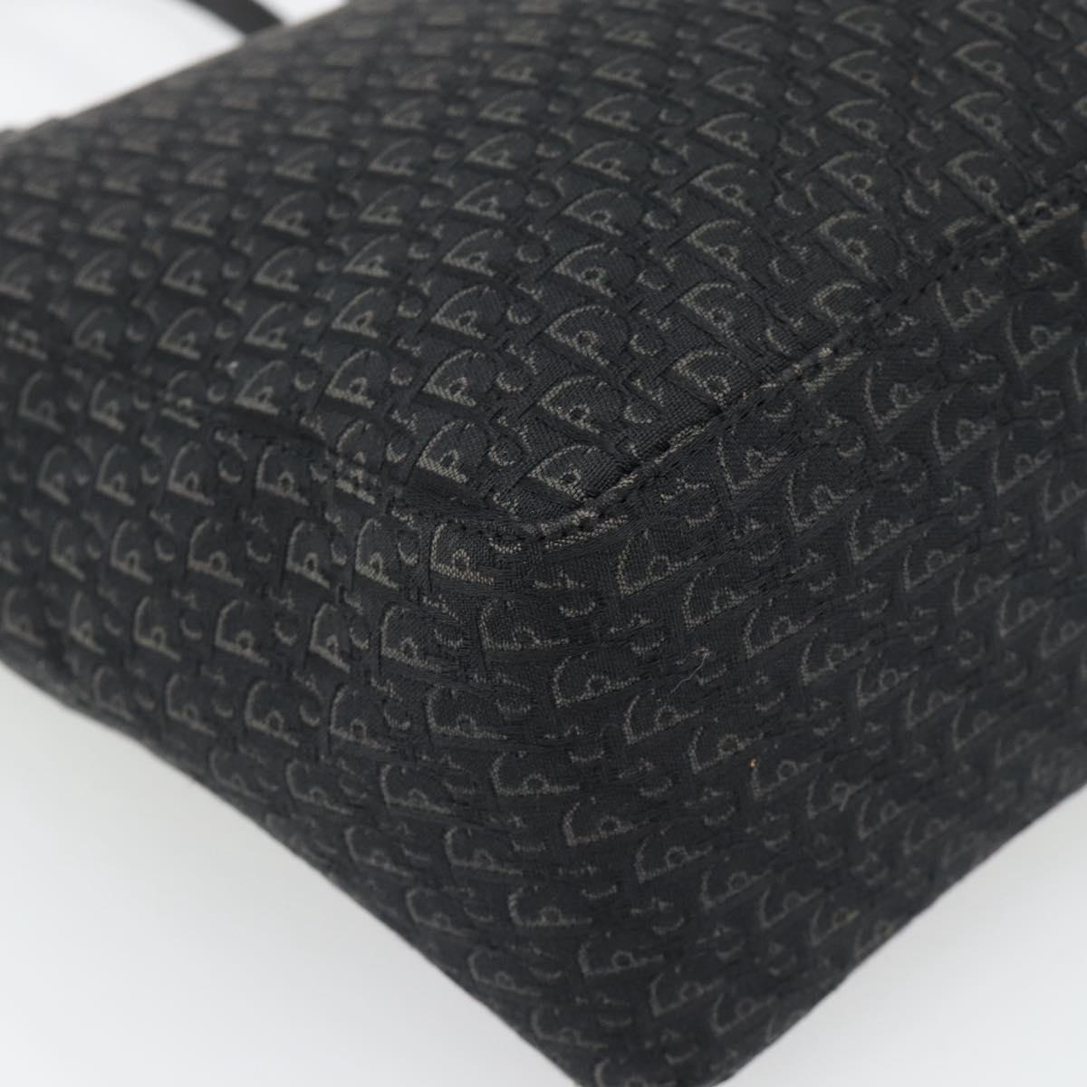 Christian Dior Trotter Canvas Shoulder Bag Black Silver Auth 182504A