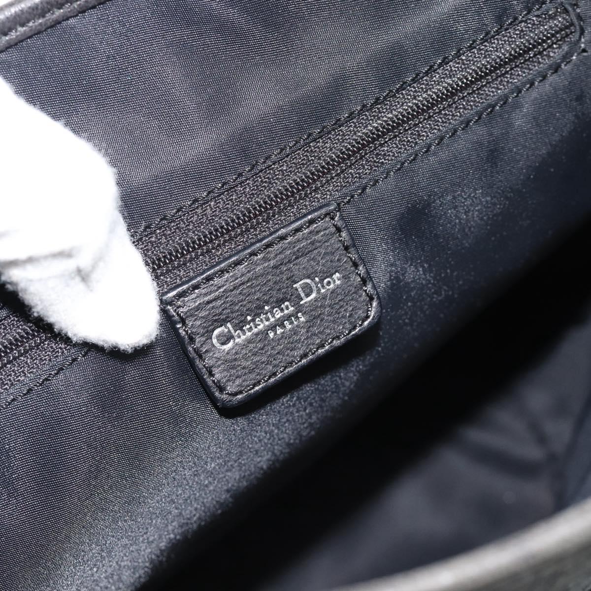 Christian Dior Trotter Canvas Shoulder Bag Black Silver Auth 182504A