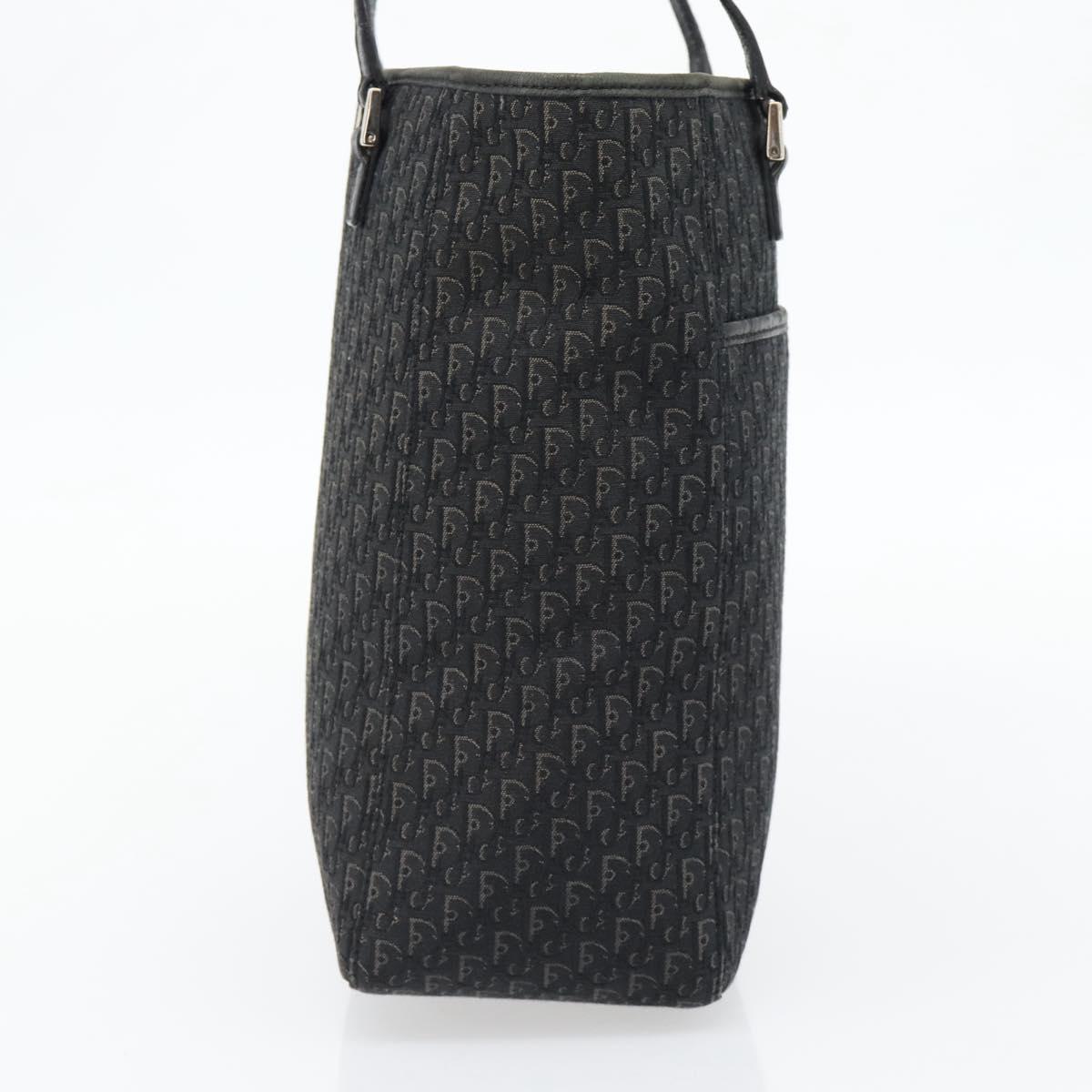 Christian Dior Trotter Canvas Shoulder Bag Black Silver Auth 182504A