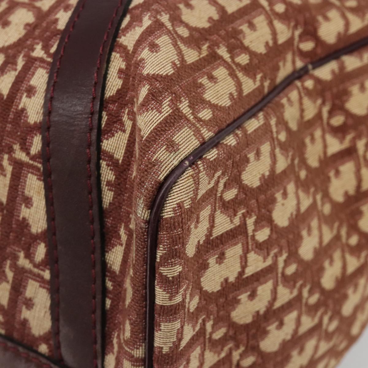 Christian Dior Trotter Canvas Boston Bag Beige Gold Auth 182507