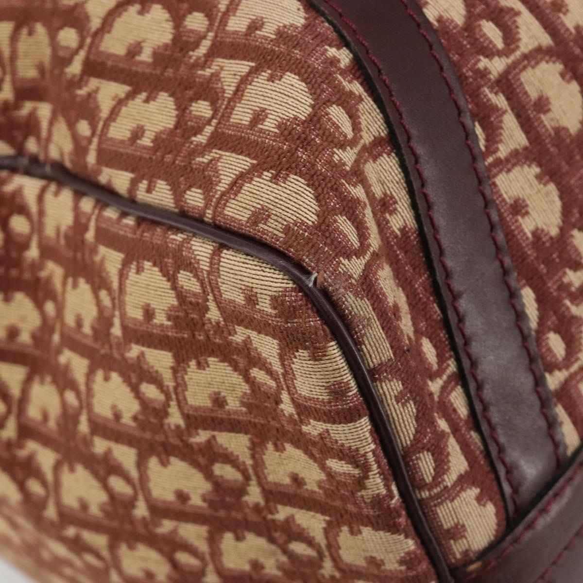 Christian Dior Trotter Canvas Boston Bag Beige Gold Auth 182507