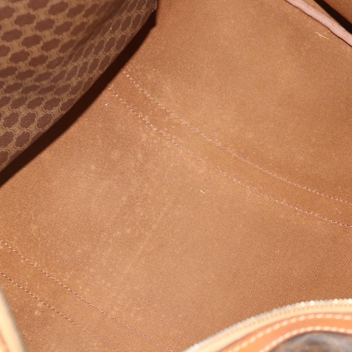 CELINE Macadam Canvas Boston Bag PVC Leather 2way Brown Gold Auth 182509