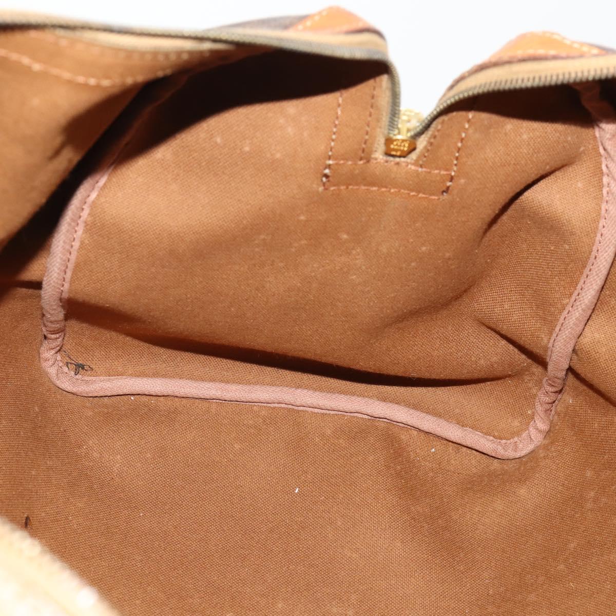 CELINE Macadam Canvas Boston Bag PVC Leather 2way Brown Gold Auth 182509