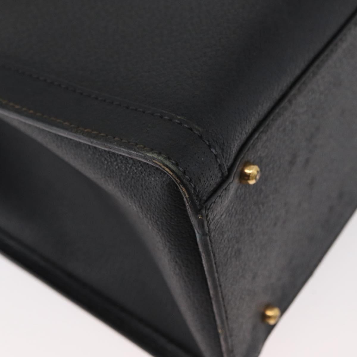 GUCCI Bamboo Hand Bag Leather Black Gold 002 2865 0260 Auth 182512