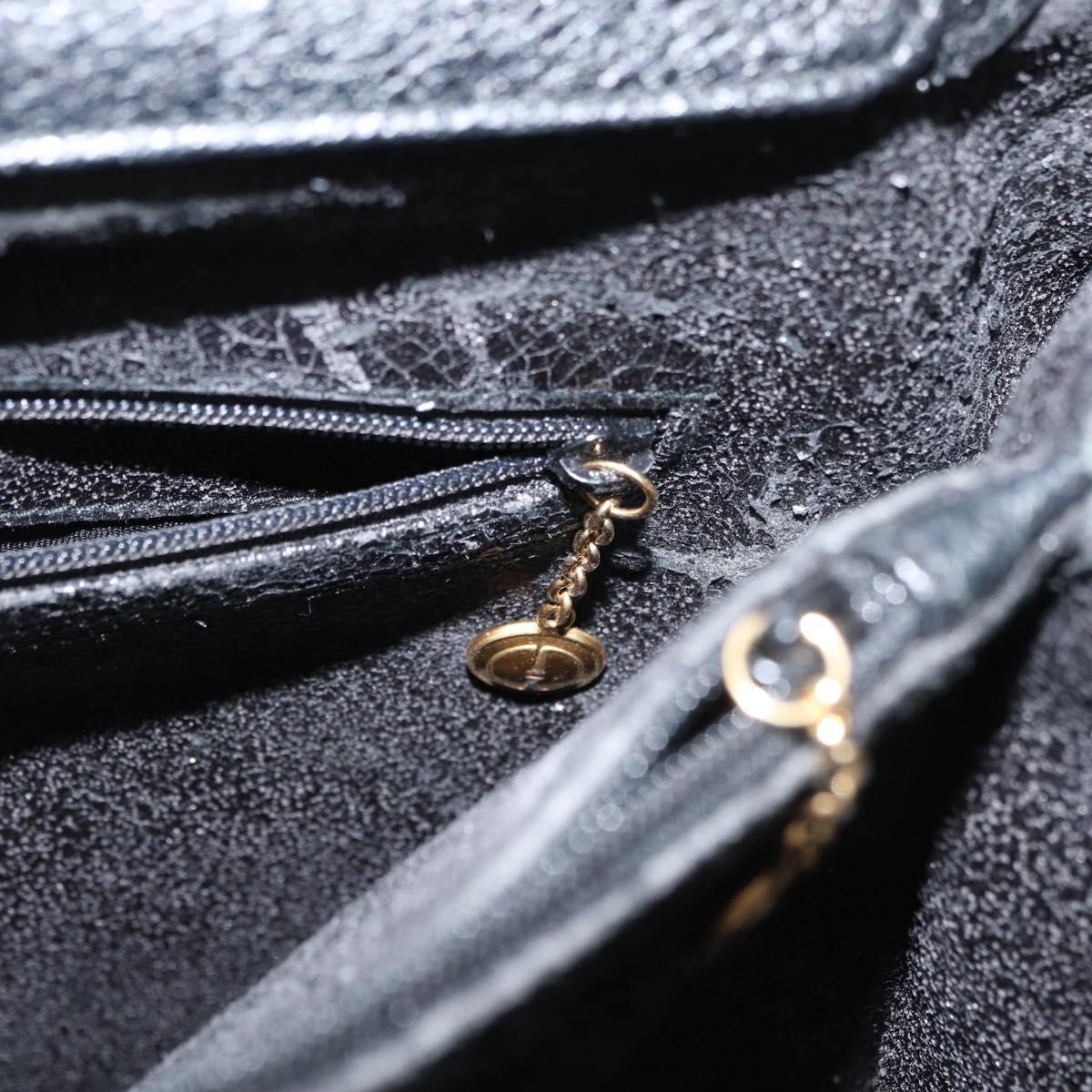 GUCCI Bamboo Hand Bag Leather Black Gold 002 2865 0260 Auth 182512