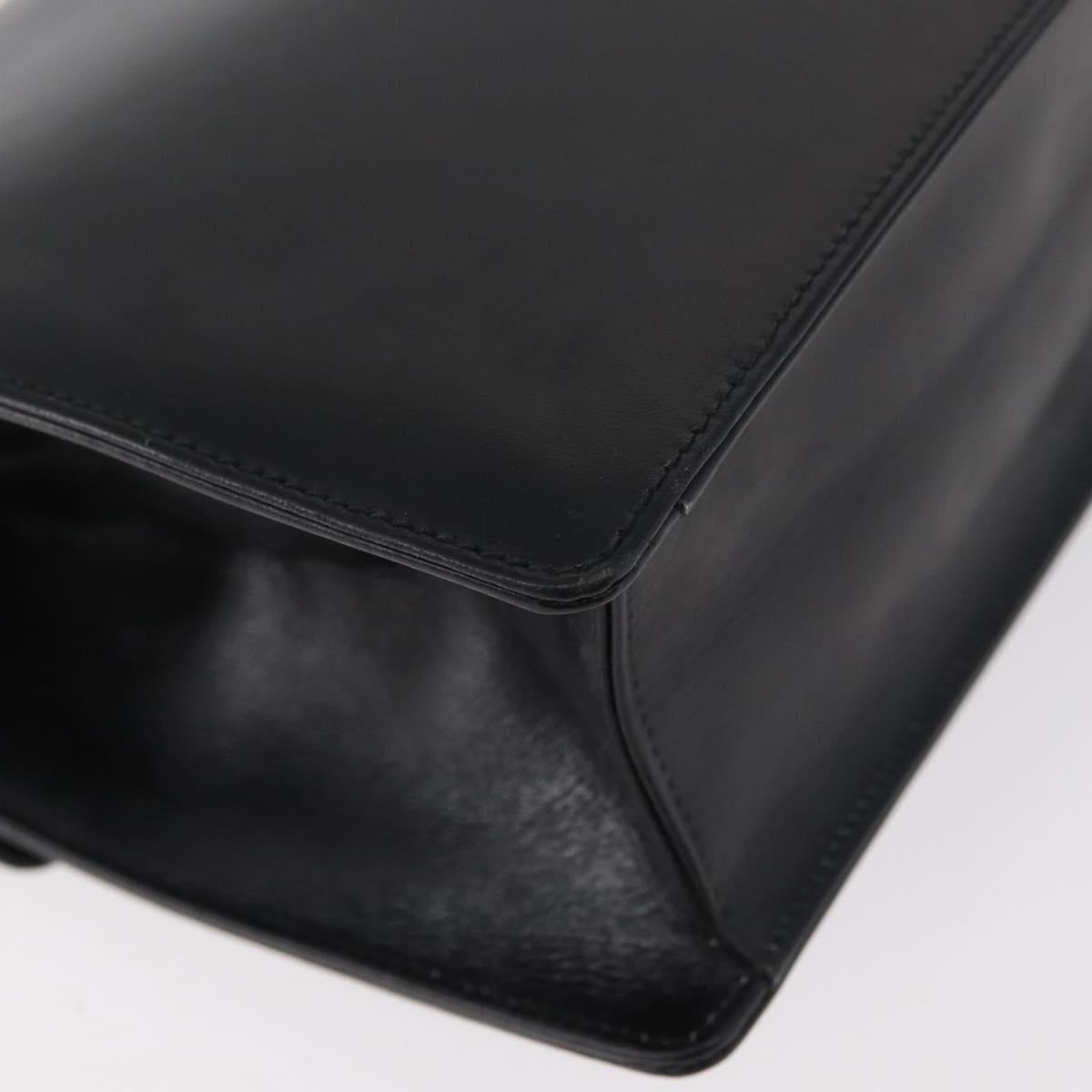 GUCCI Chain Shoulder Bag Leather Black Gold Auth 182515