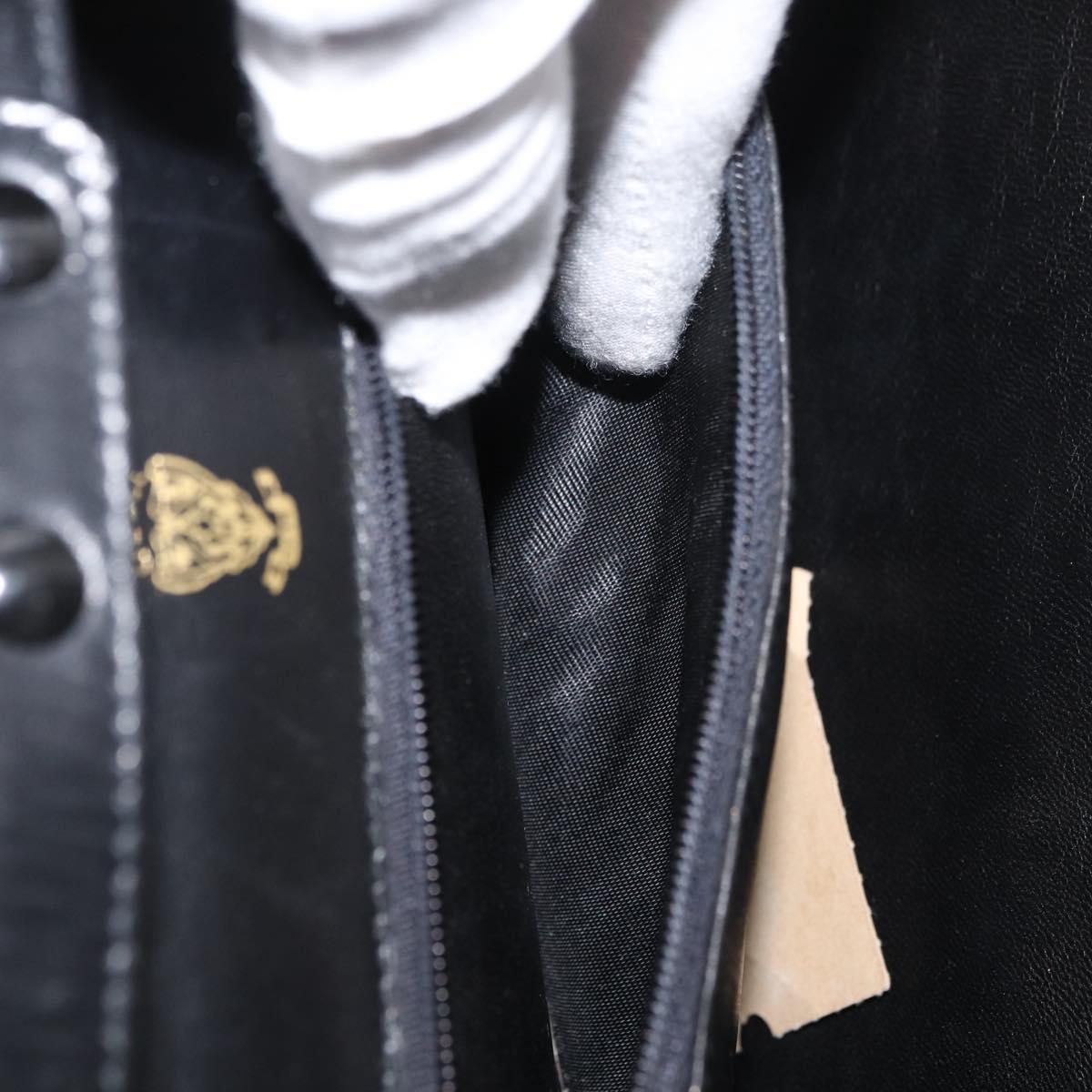 GUCCI Chain Shoulder Bag Leather Black Gold Auth 182515