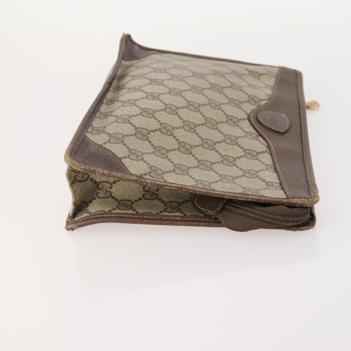 GUCCI GG Supreme Clutch Bag PVC 3 Set Beige Auth 182518