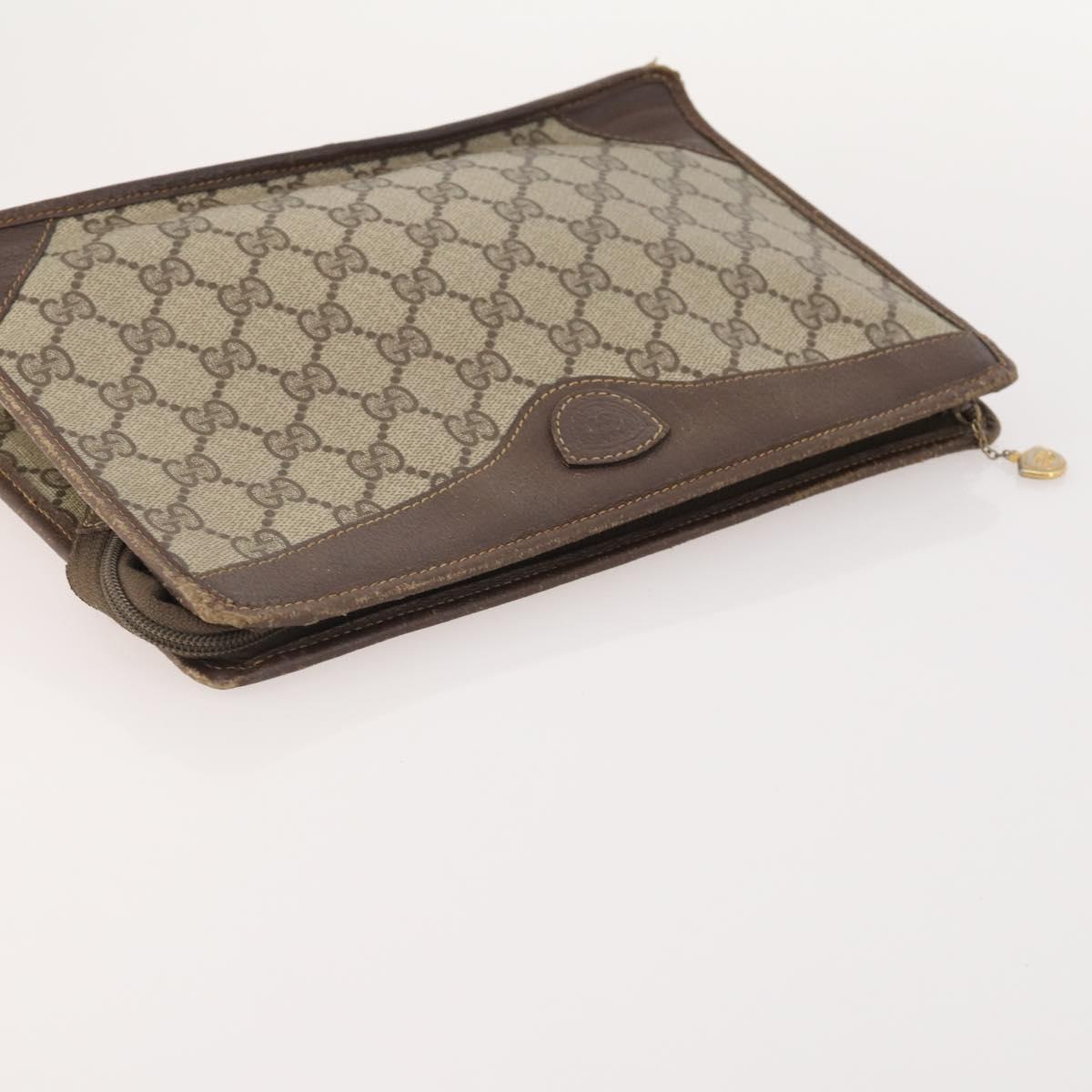 GUCCI GG Supreme Clutch Bag PVC 3 Set Beige Auth 182518