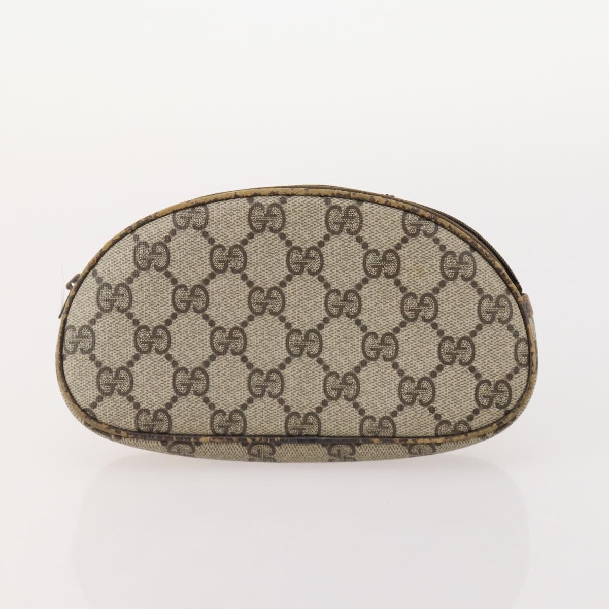 GUCCI GG Supreme Clutch Bag PVC 3 Set Beige Auth 182518