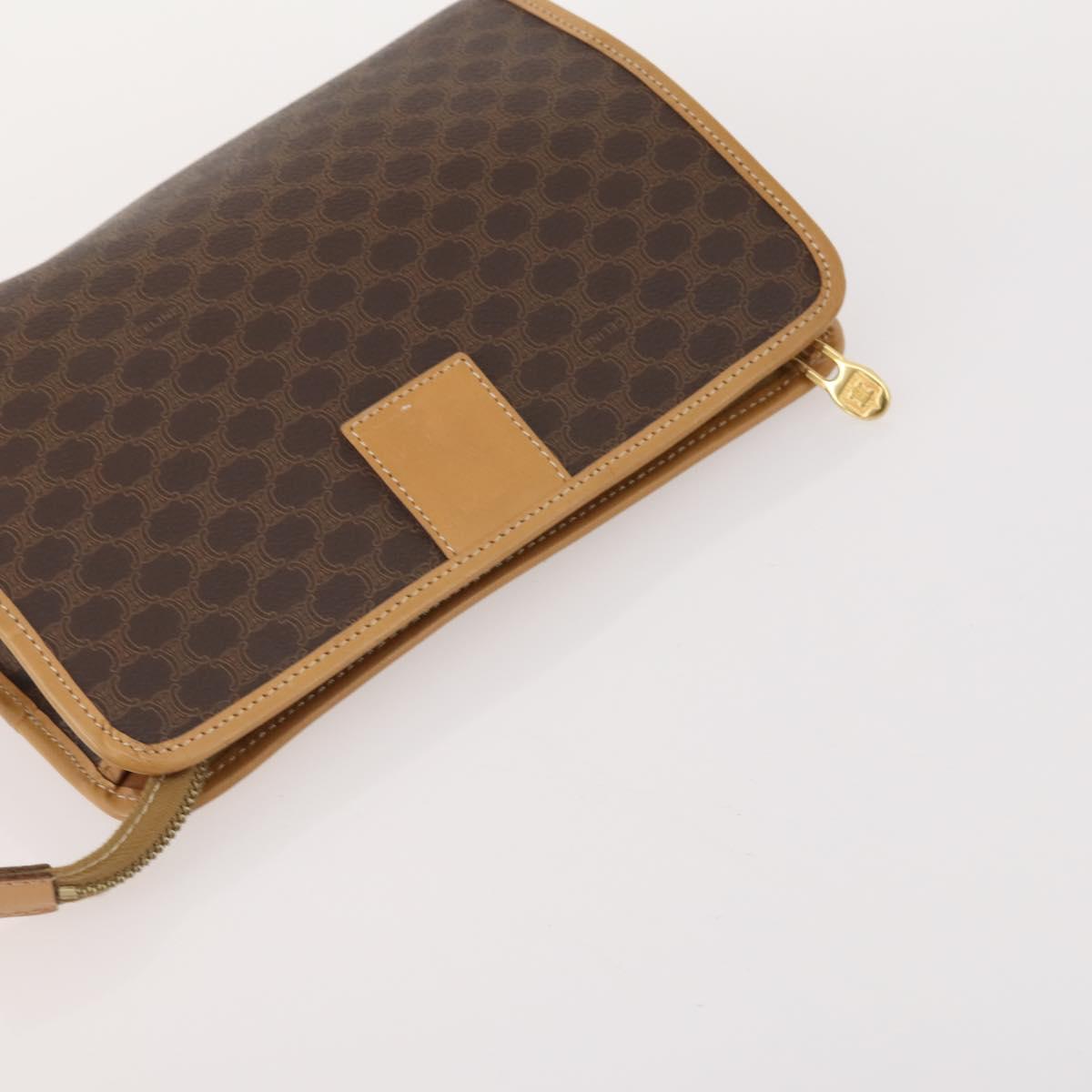 CELINE Macadam Canvas Clutch Bag PVC Leather 4 Set Brown Beige Auth 182519