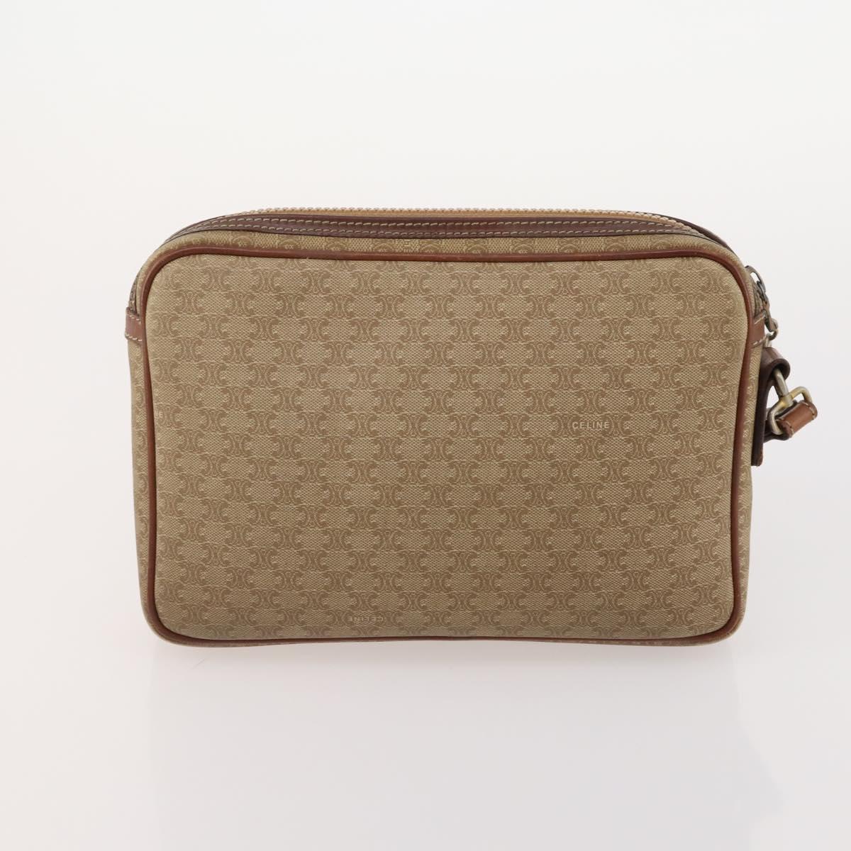 CELINE Macadam Canvas Clutch Bag PVC Leather 4 Set Brown Beige Auth 182519