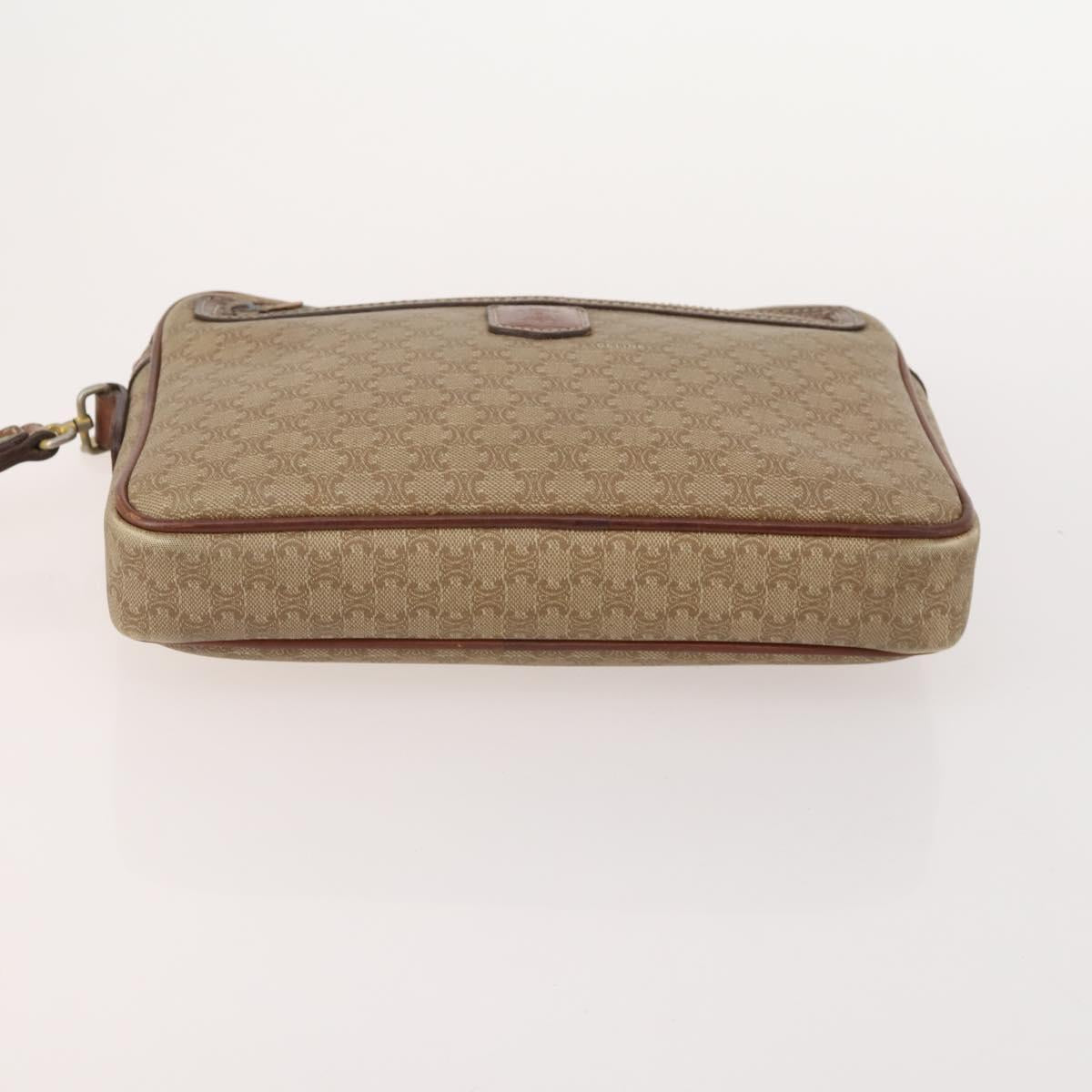 CELINE Macadam Canvas Clutch Bag PVC Leather 4 Set Brown Beige Auth 182519
