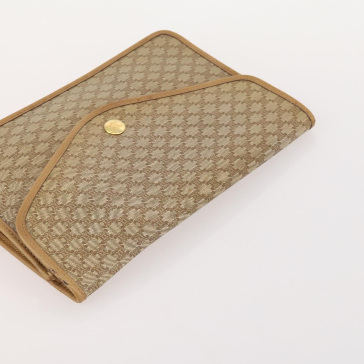 CELINE Macadam Canvas Clutch Bag PVC Leather 4 Set Brown Beige Auth 182519