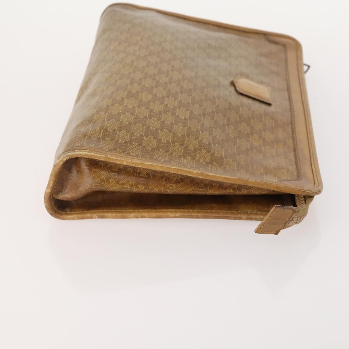 CELINE Macadam Canvas Clutch Bag PVC Leather 4 Set Brown Beige Auth 182519