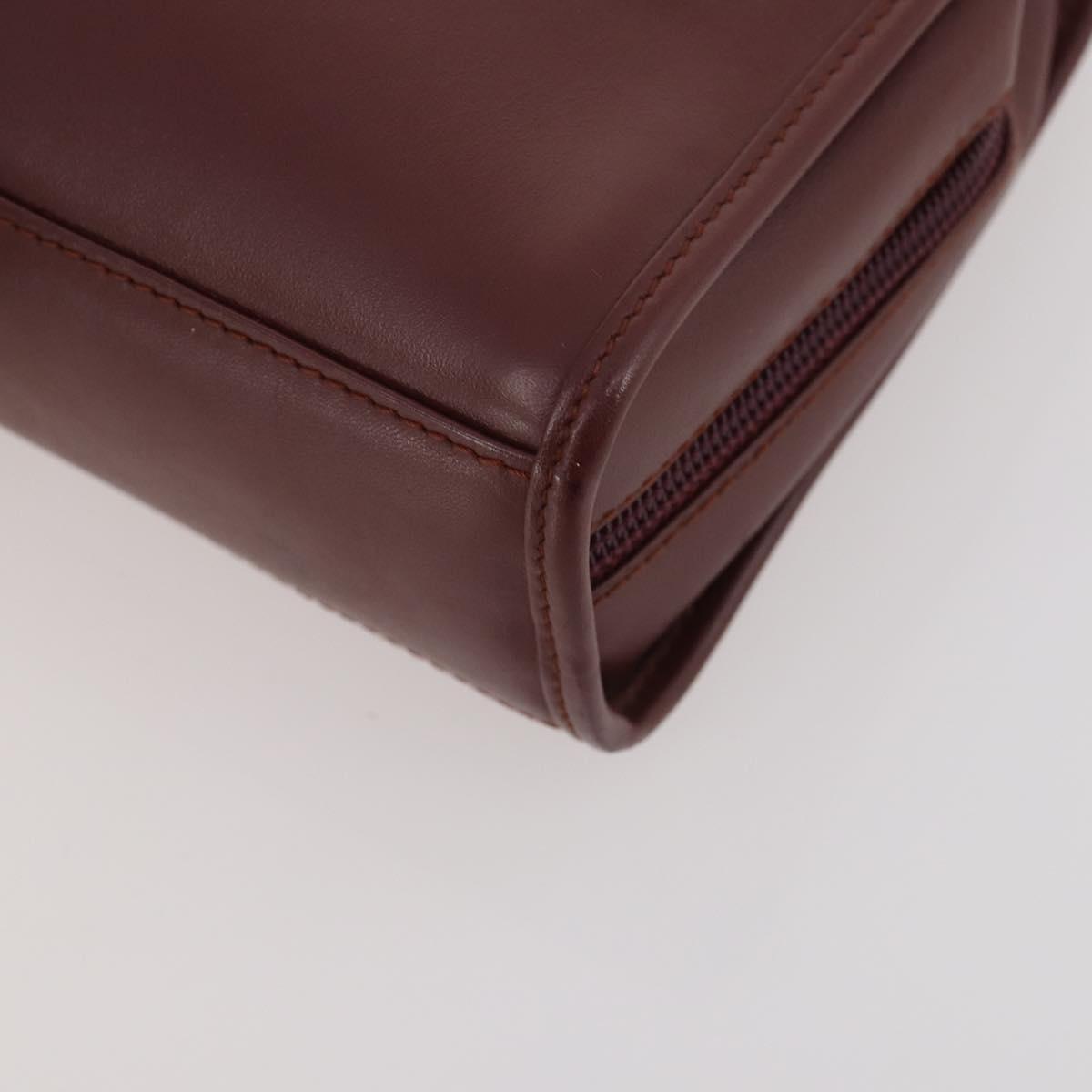 CARTIER Must Line Clutch Bag Leather 2 Set Bordeaux Gold Auth 182520