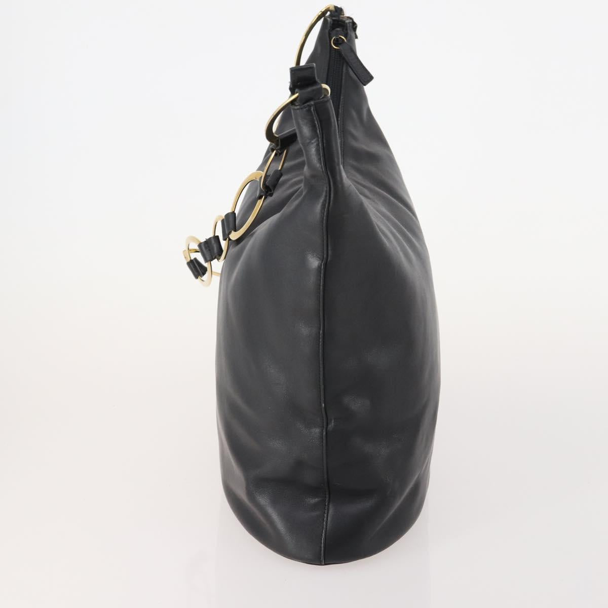 GUCCI Sherry Line Shoulder Bag Leather 2 Set Black Beige Auth 182522