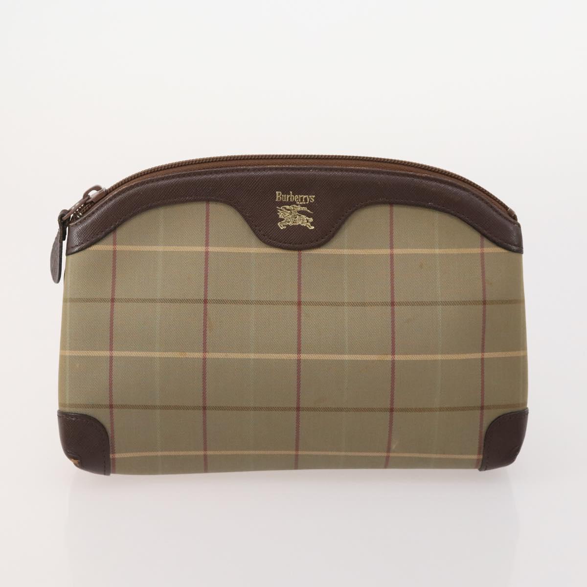 BURBERRY Burberrys Nova Check Bag Leather Canvas 7 Set Beige Black Auth 182523