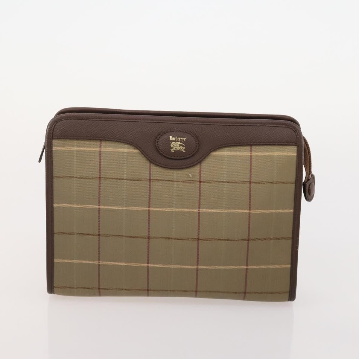 BURBERRY Burberrys Nova Check Bag Leather Canvas 7 Set Beige Black Auth 182523