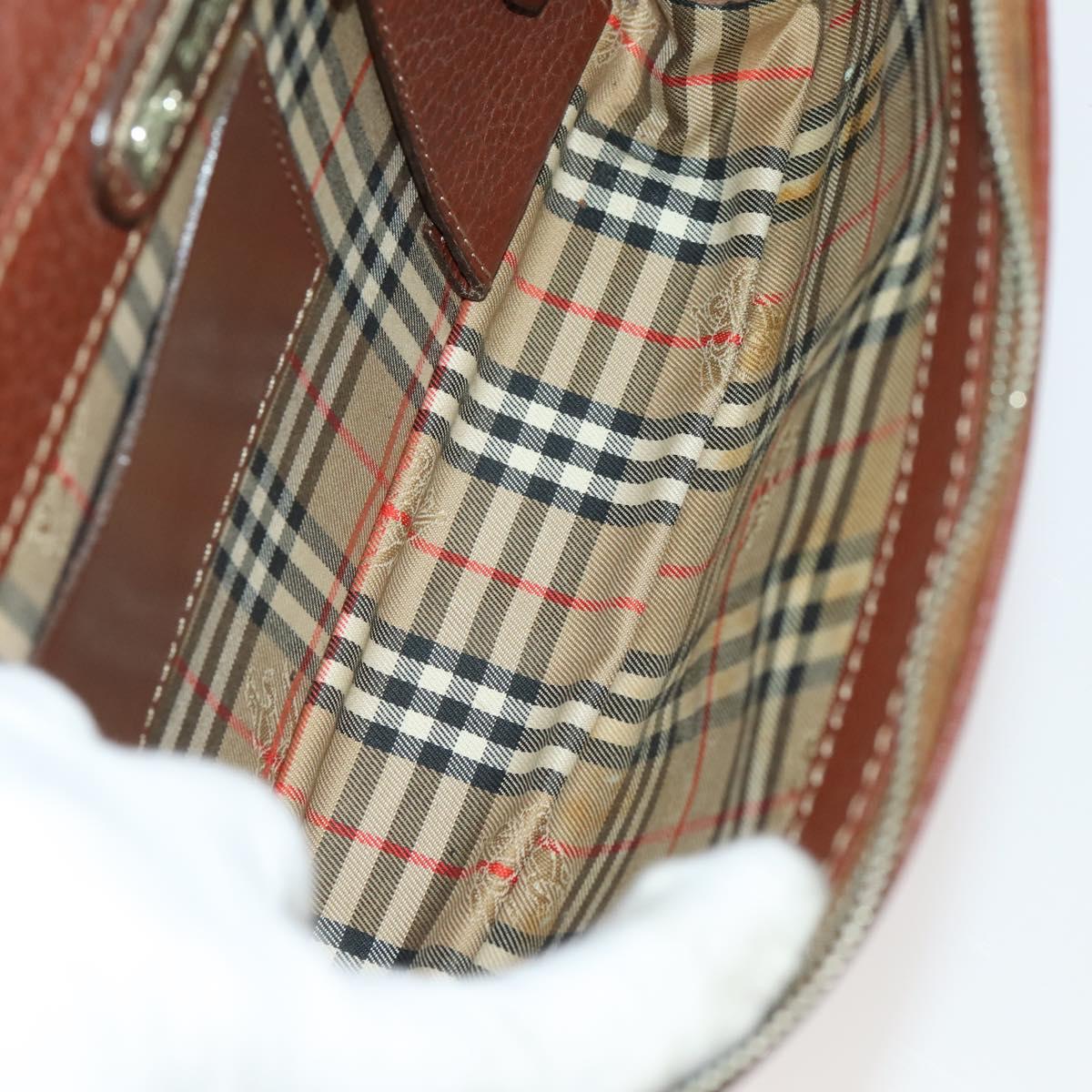 BURBERRY Burberrys Nova Check Bag Leather Canvas 7 Set Beige Black Auth 182523