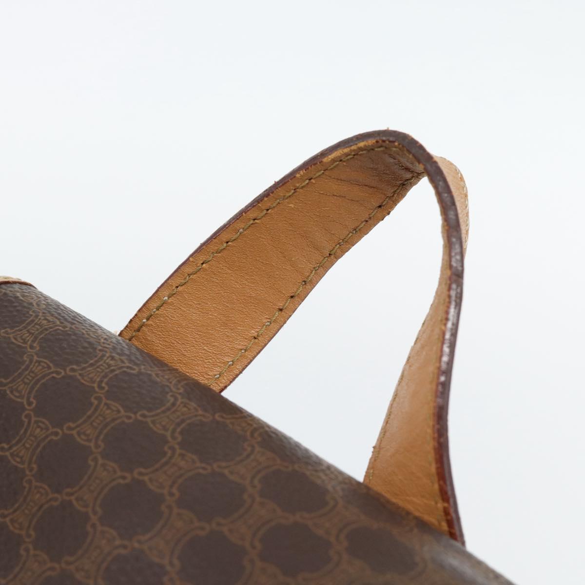 CELINE Macadam Canvas Backpack PVC Leather Brown Gold Auth 182528A