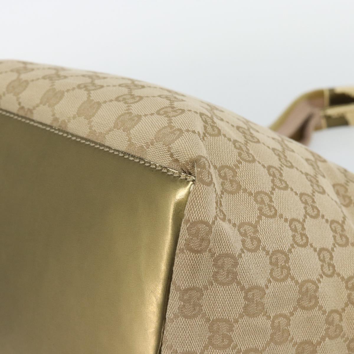 GUCCI GG Canvas Sherry Line Tote Bag Beige Gold 131230 Auth 182529