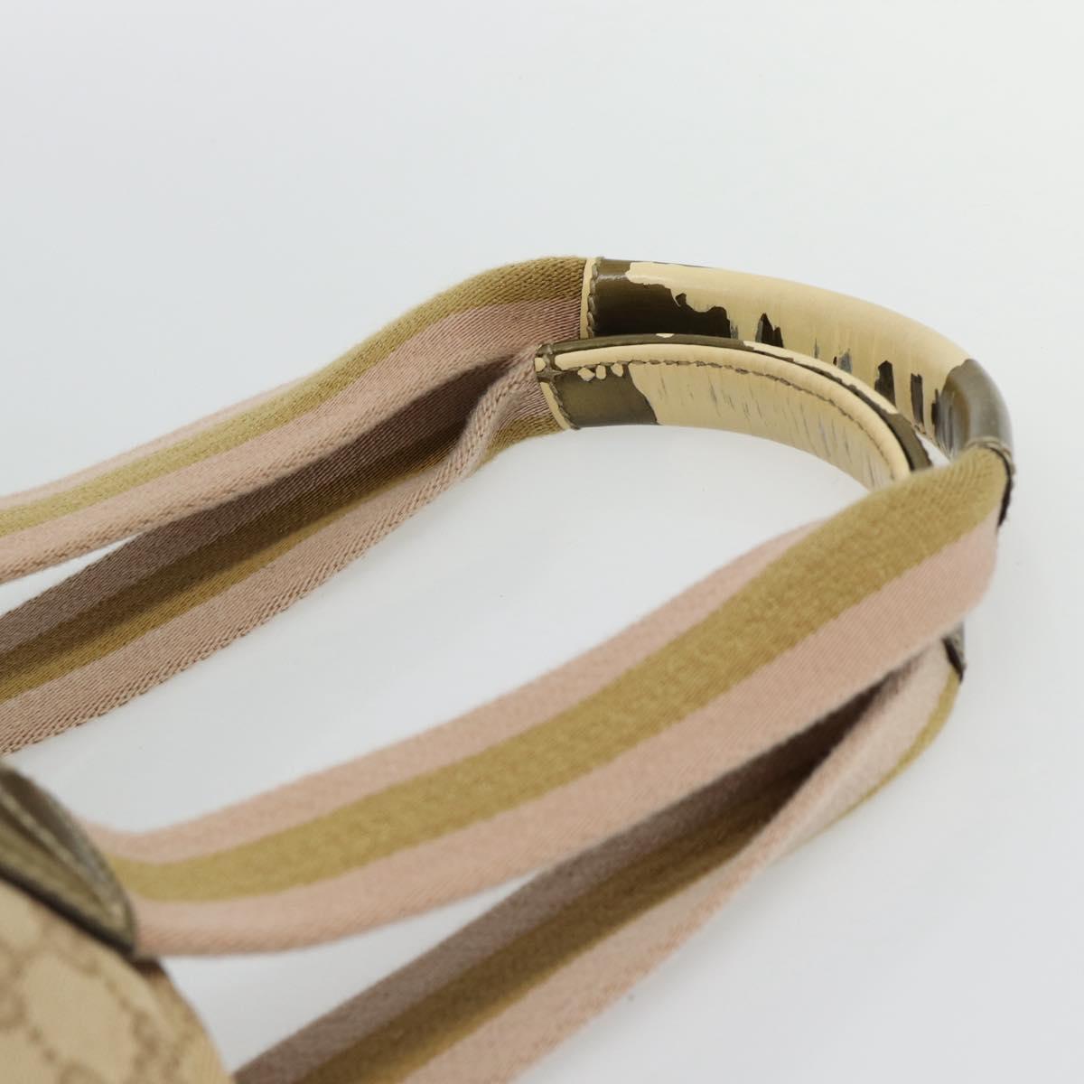GUCCI GG Canvas Sherry Line Tote Bag Beige Gold 131230 Auth 182529