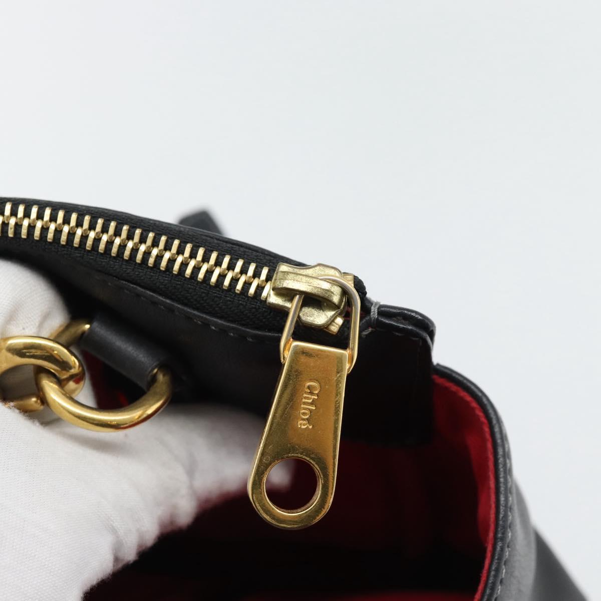 Chloe Eden Tote Bag Leather Black Gold Auth 182531A