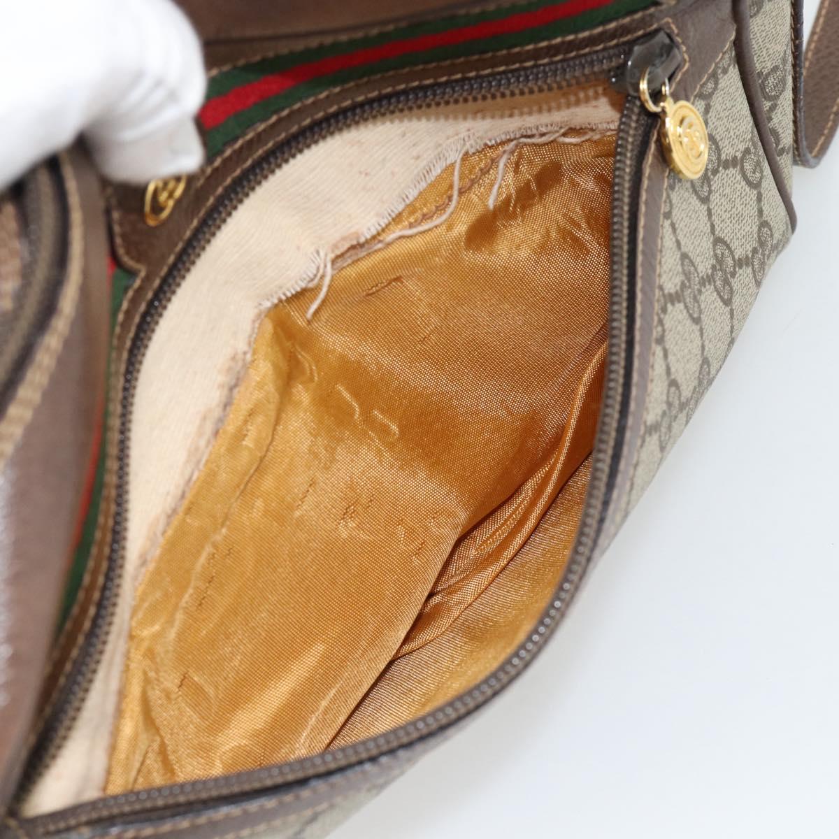 GUCCI GG Supreme Web Sherry Line Bag PVC Beige Gold 001 113 6472 Auth 182533