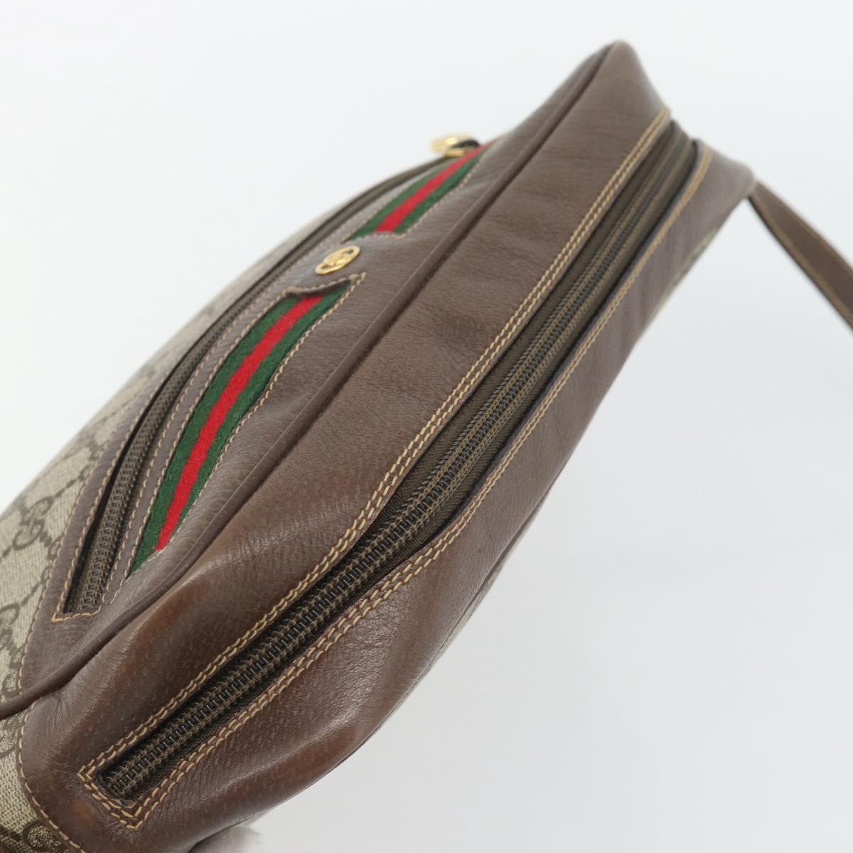 GUCCI GG Supreme Web Sherry Line Bag PVC Beige Gold 001 113 6472 Auth 182533
