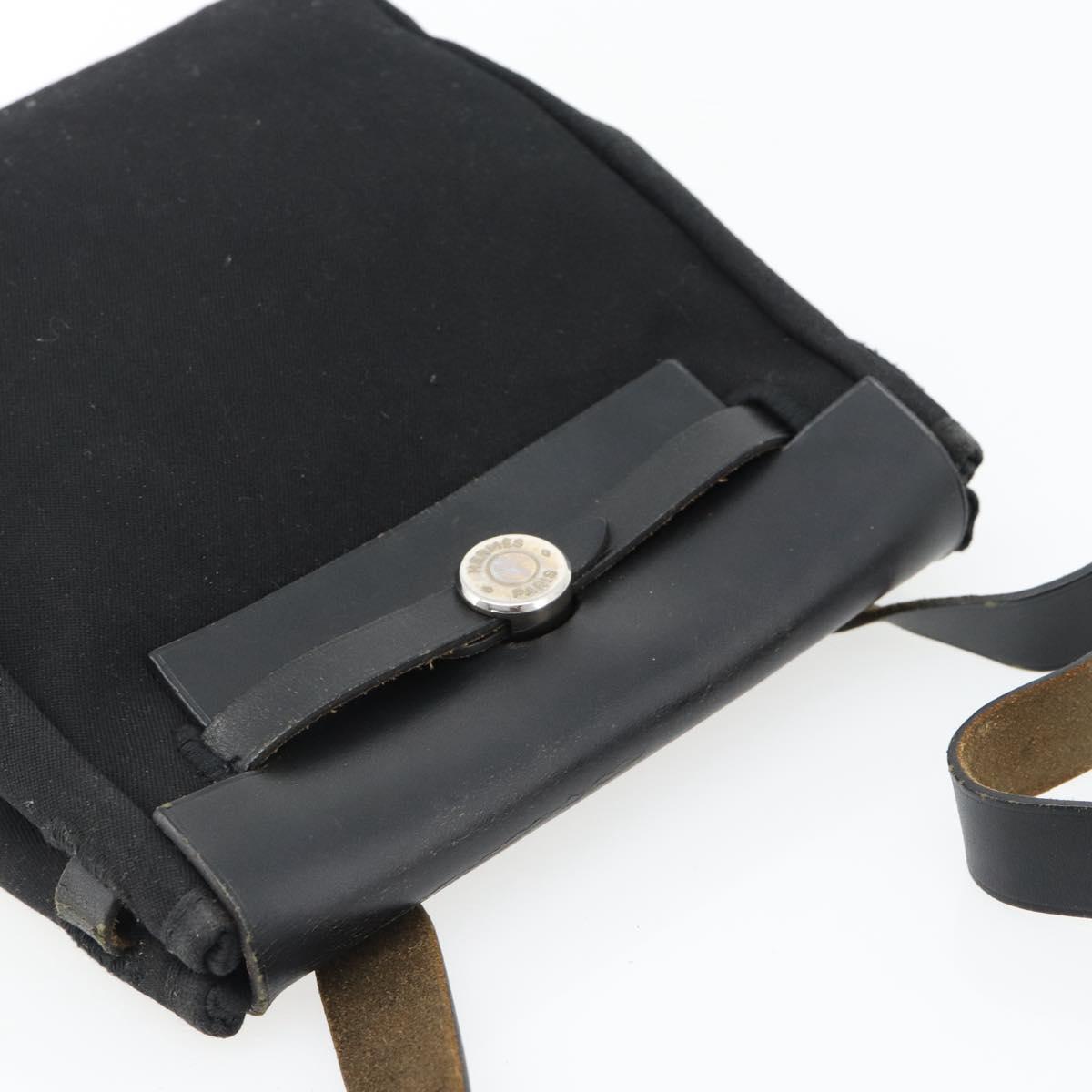 HERMES Herbag TPM Shoulder Bag Canvas Black Auth 182534
