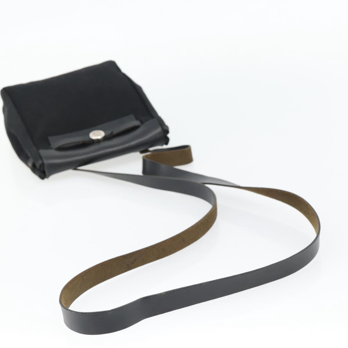 HERMES Herbag TPM Shoulder Bag Canvas Black Auth 182534